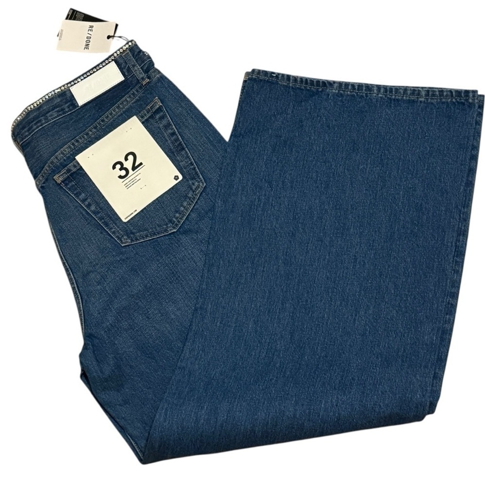 RE/DONE Crystal Bay Fade Low Rider Loose Jeans Rhinestone 32 NWT